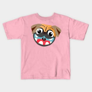 Funny pug face character Kids T-Shirt